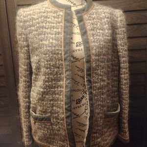 Vintage Abe Schrader Mohair Box Style Wool Blazer trimmed in Suede
